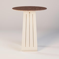 Table de bar d'extérieur avec plateau en marbre et structure en acier inoxydable