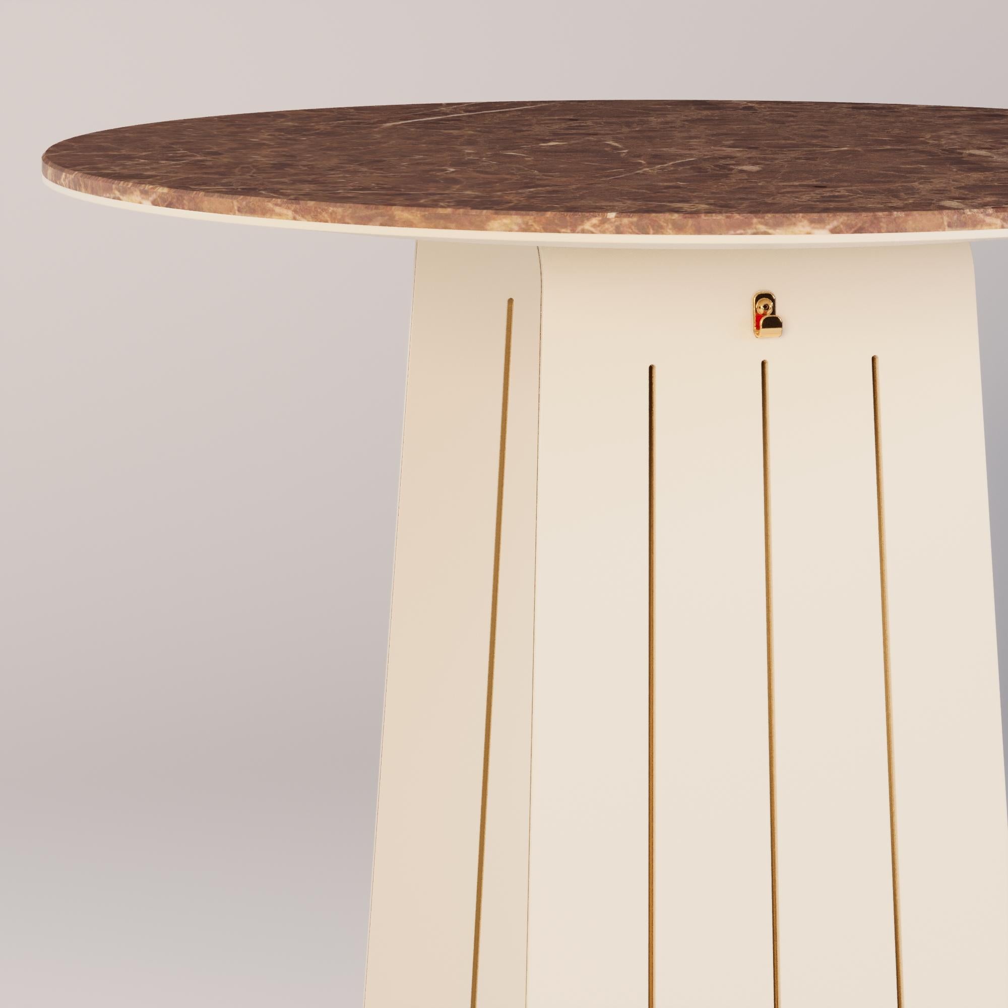 Mesa de bar para exterior con tablero de mármol y estructura de acero inoxidable Portugués en venta