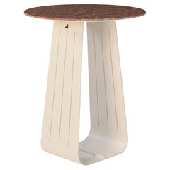 Table de bar d'extérieur avec plateau en marbre et structure en acier inoxydable