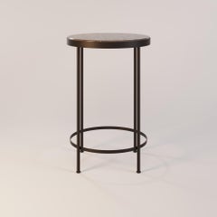Trace Bar Table with a Modern Marble Top and Stainless Steel Base