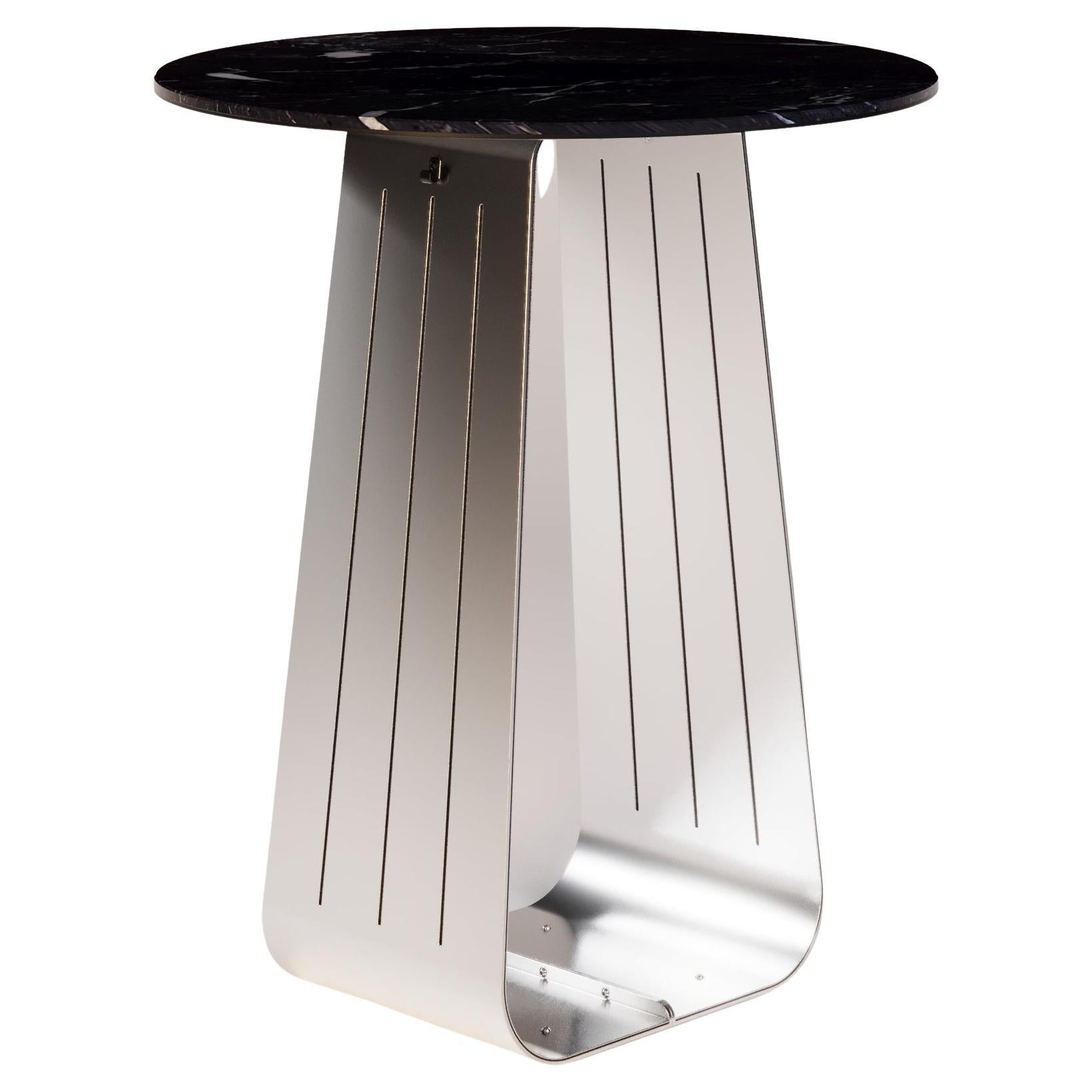Mesa de bar para exterior con tapa de mármol Nero Marquina