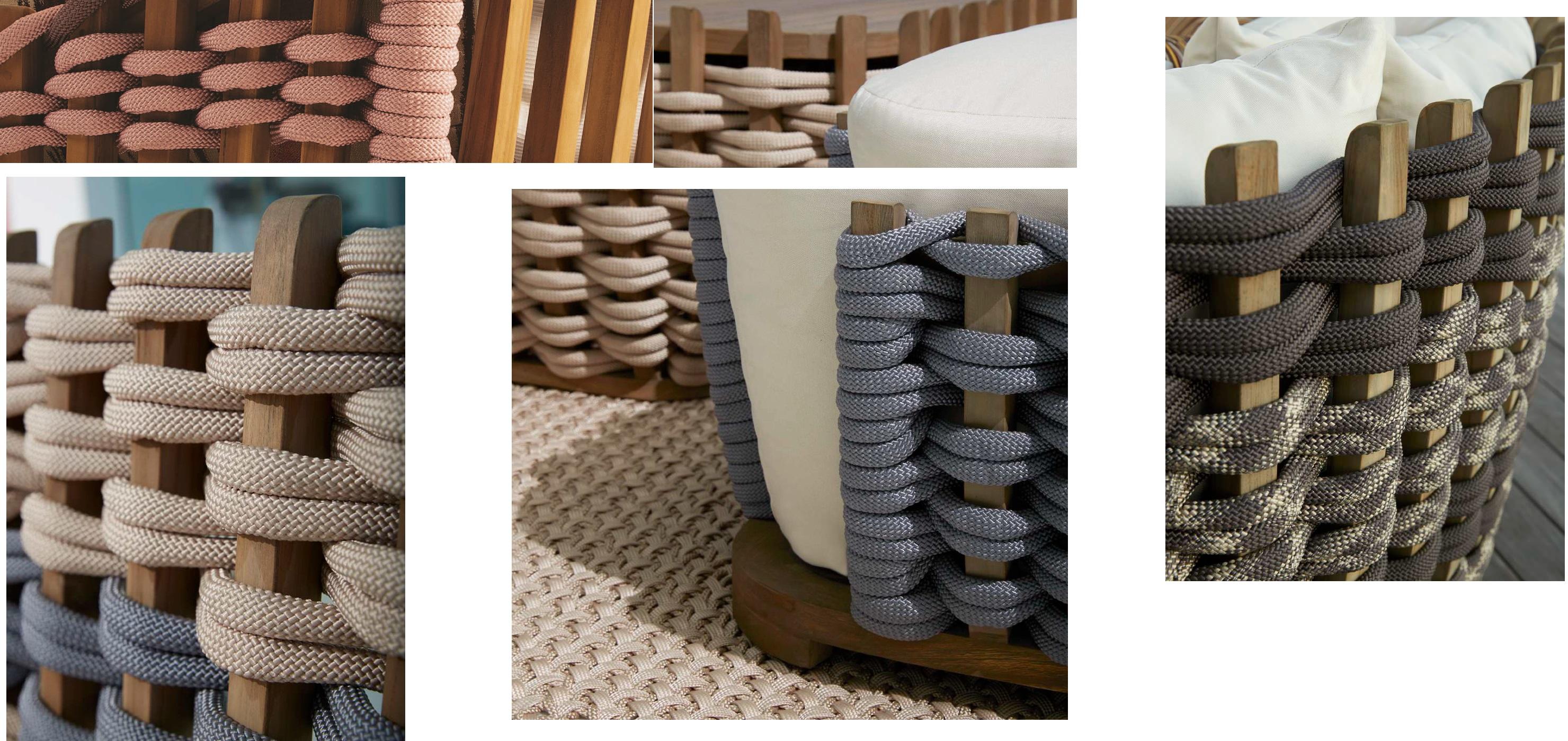 Tagesbett im Korbstil mit massivem Teakholzrahmen und Seildetails (Asiatisch) im Angebot