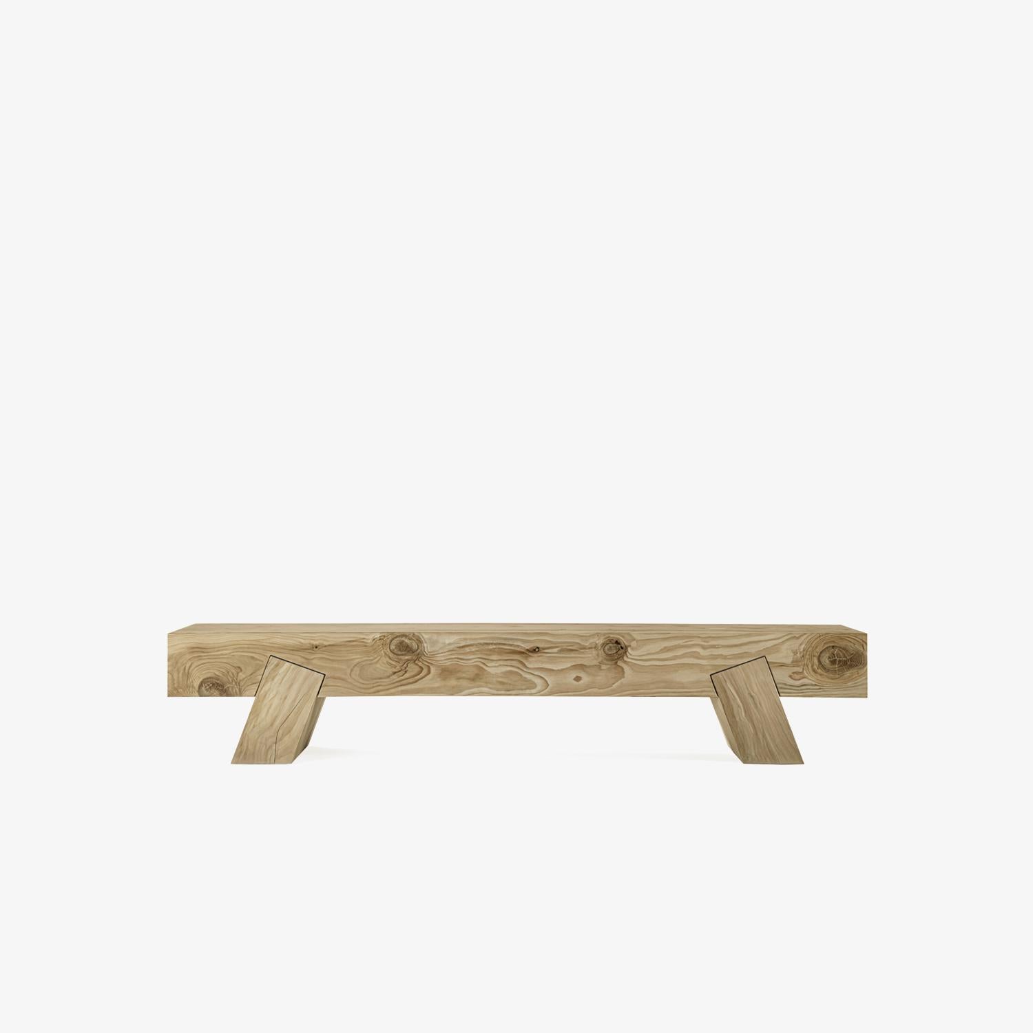 Modern Outdoor Bench Crafted From Solid Block of Scented Cedar Wood For Sale