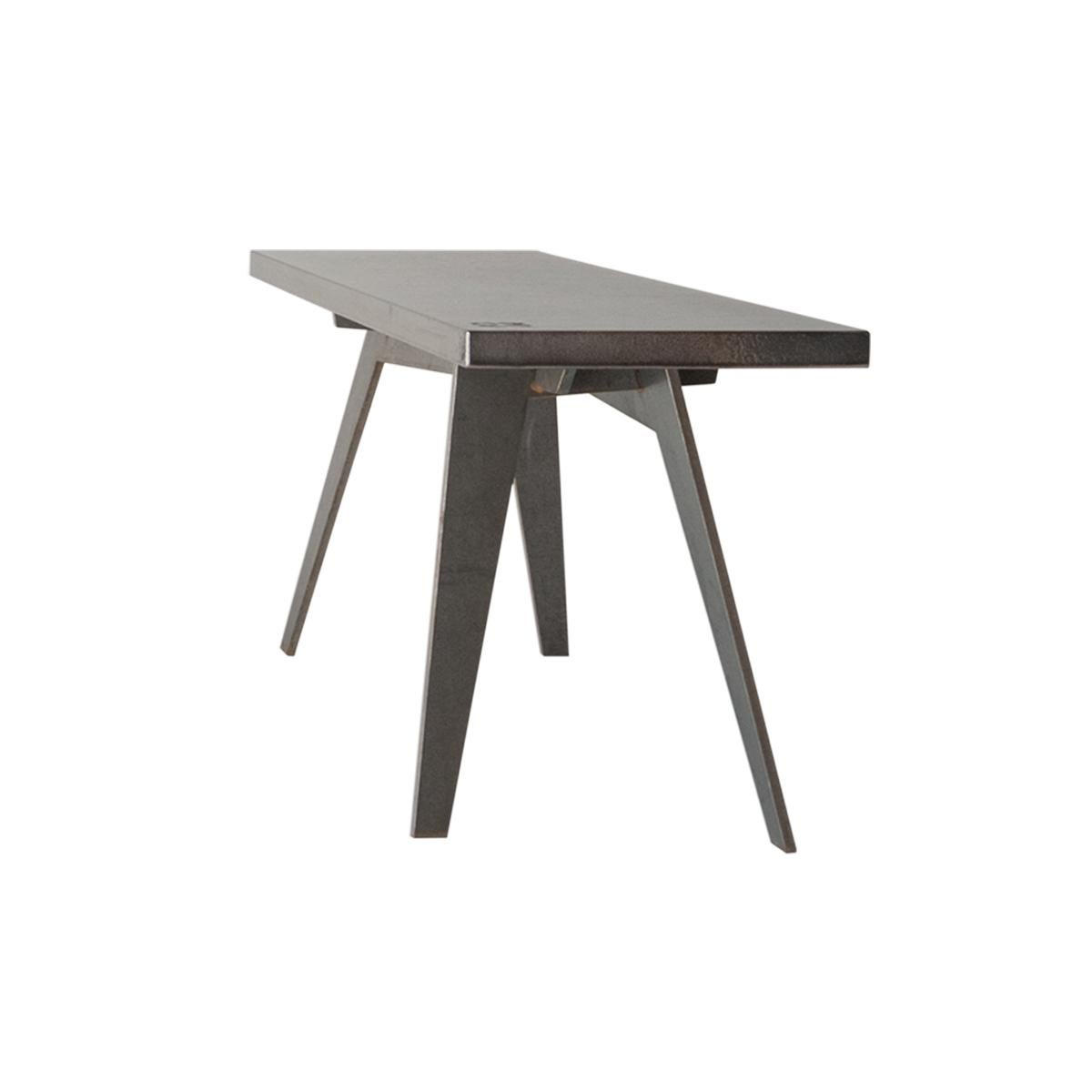 Modern Outdoor Bench in Etna Lava Stone and Steel, Venturae V4, Filodifumo For Sale