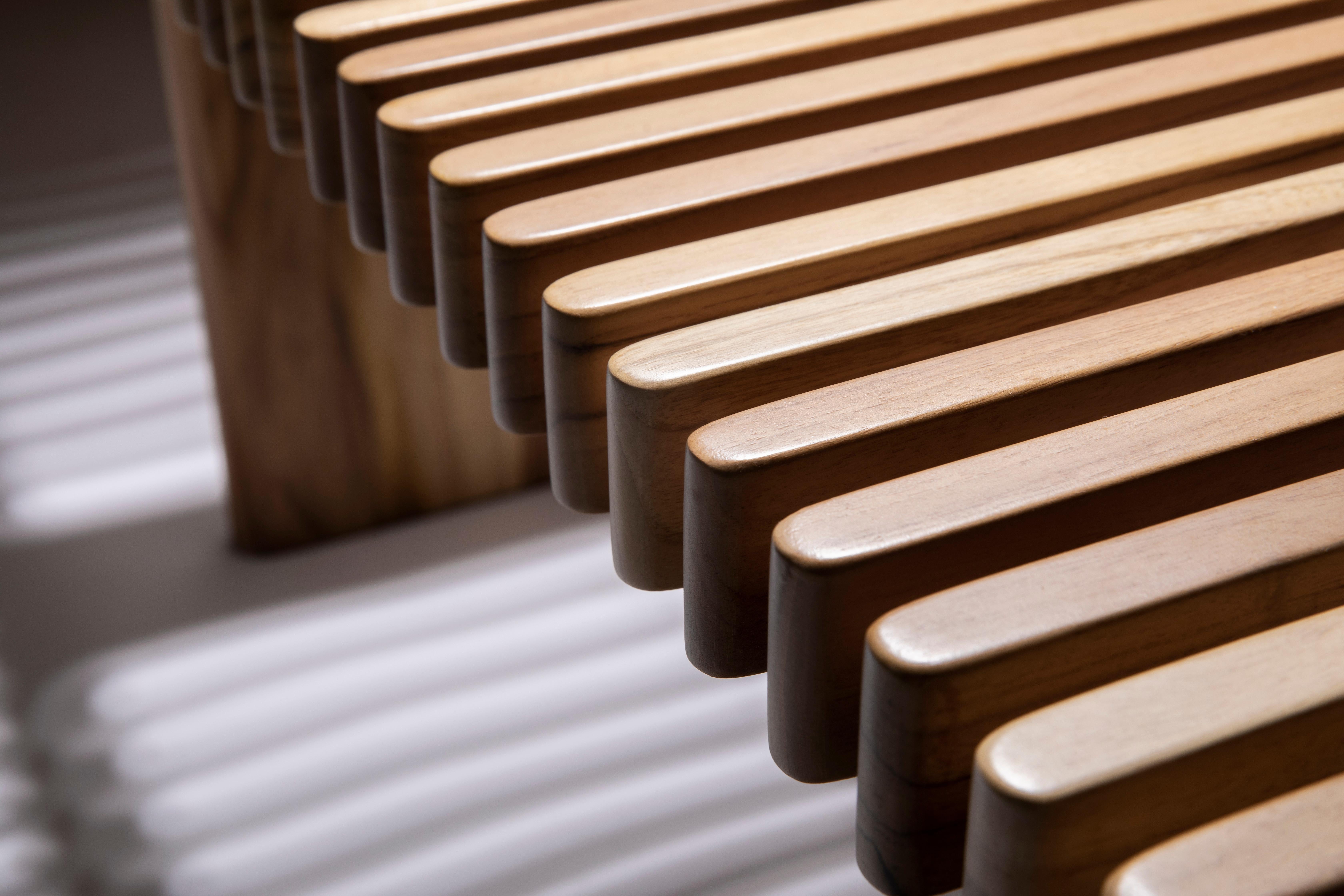 Hardwood Outdoor Bench in Solid Brazilian Teak by Ricardo Bello Dias for +55design For Sale