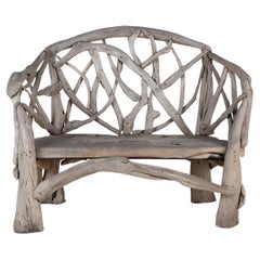 Outdoor Bench with Woven Teak Limbs