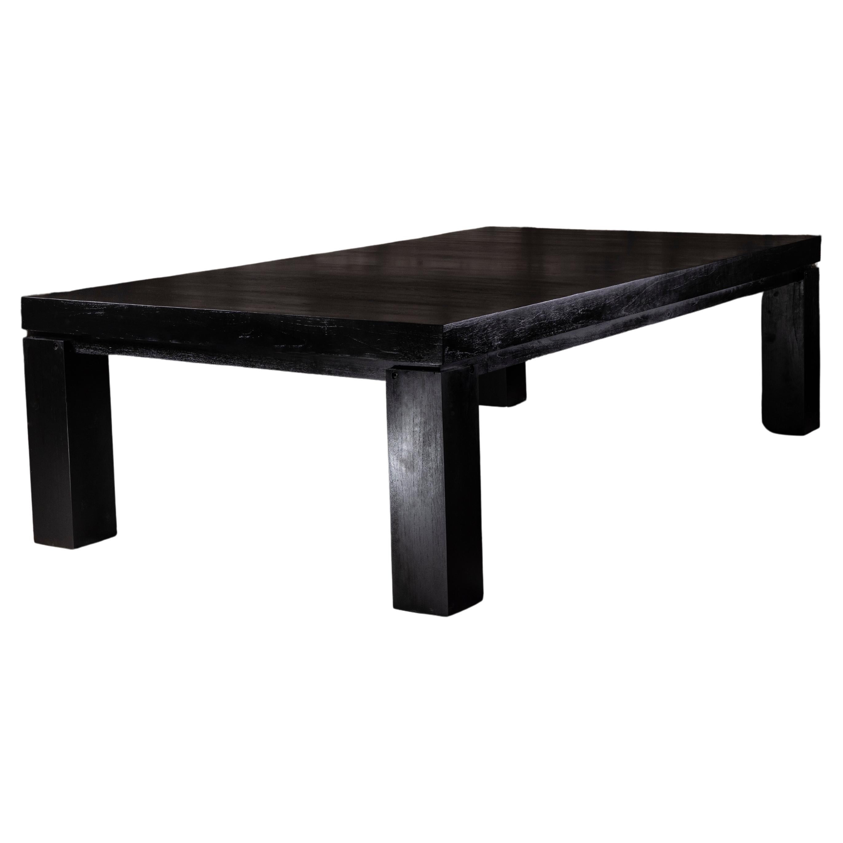 Outdoor Black Teak Dining / Ping Pong Table  For Sale