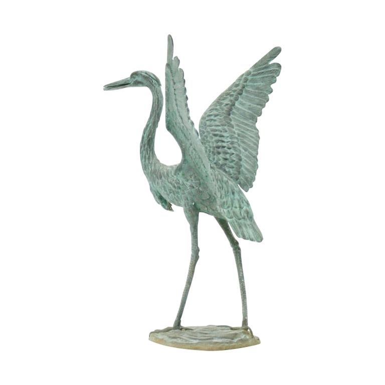 Outdoor Bronze Crane, 1970s