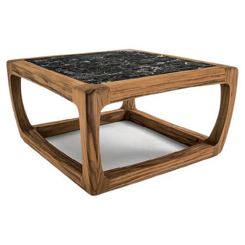 Outdoor Bungalow Teak and Marble Side Table, Designed by Jamie Durie For Sale