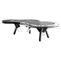 Outdoor Center Table Black Marble and Clar Acrylic Lacquered Stainless Steel