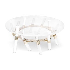 Houdini Coffee TabWater-Resistant Stainless Steel Outdoor with Clear Acrylic Top