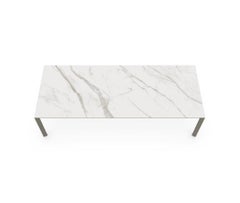 Outdoor Ceramic Dining Table, Matte Calacatta Finish