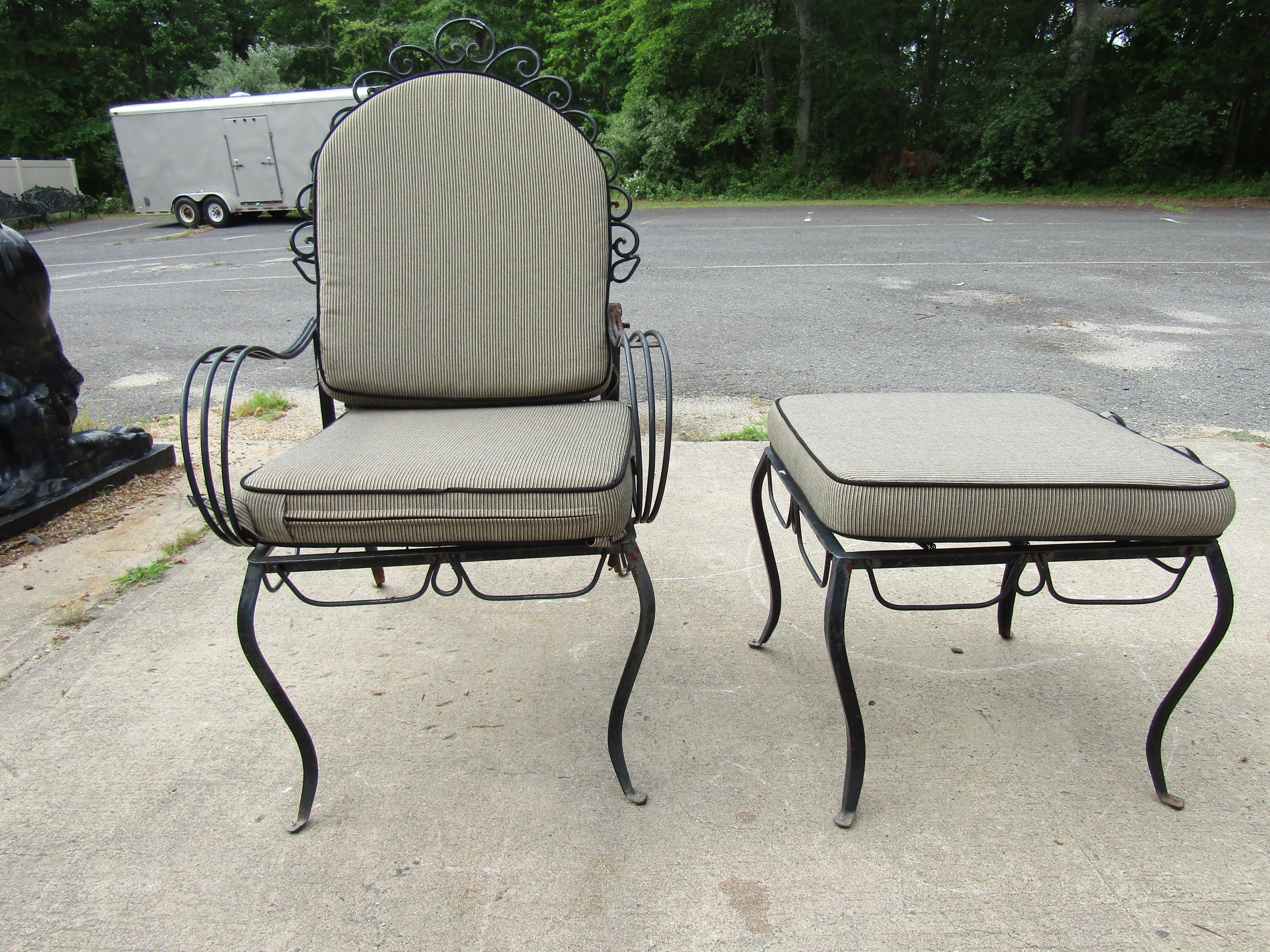 Mid-Century Modern Outdoor Chair and Ottoman Set  For Sale