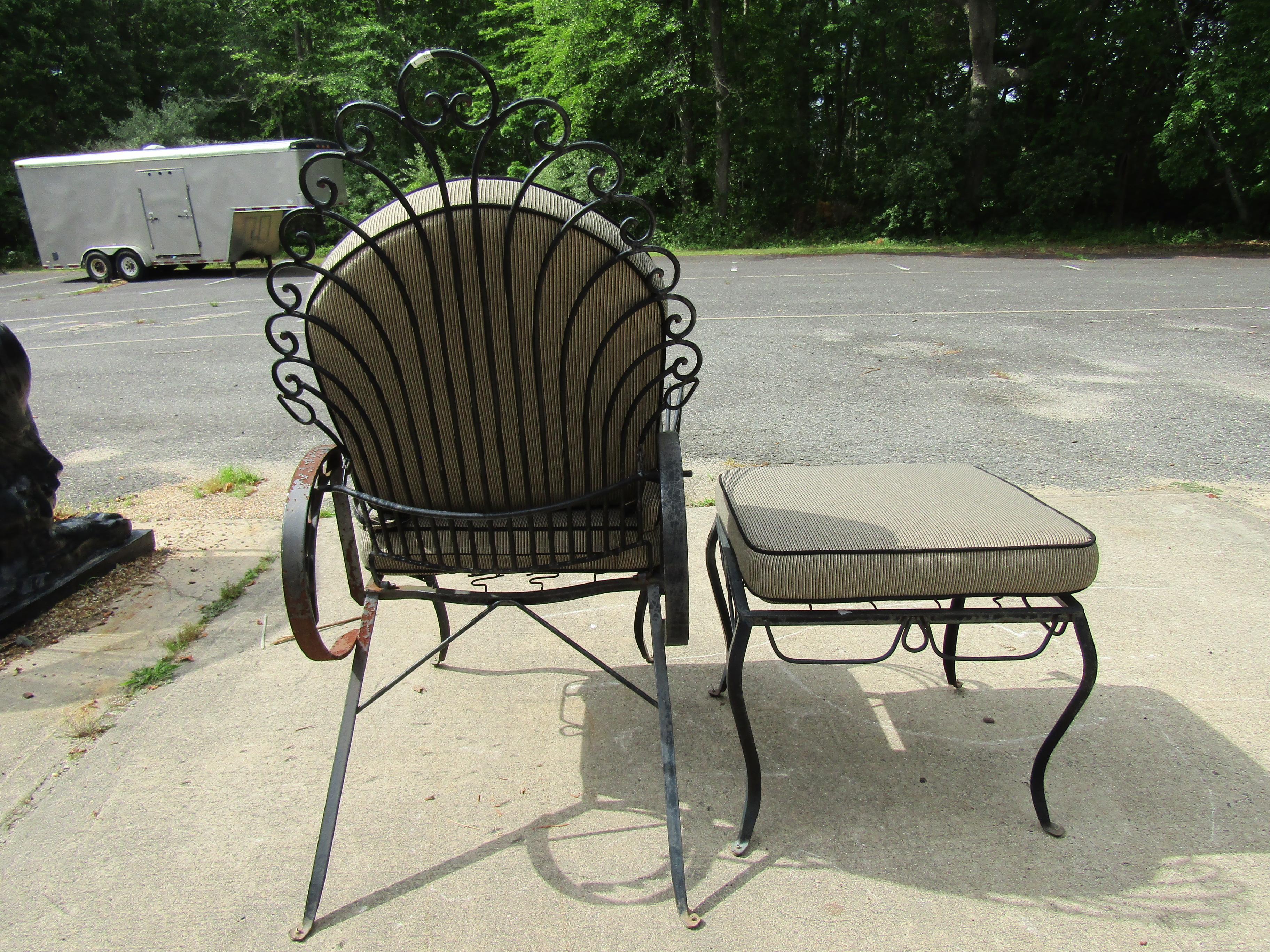 20th Century Outdoor Chair and Ottoman Set  For Sale