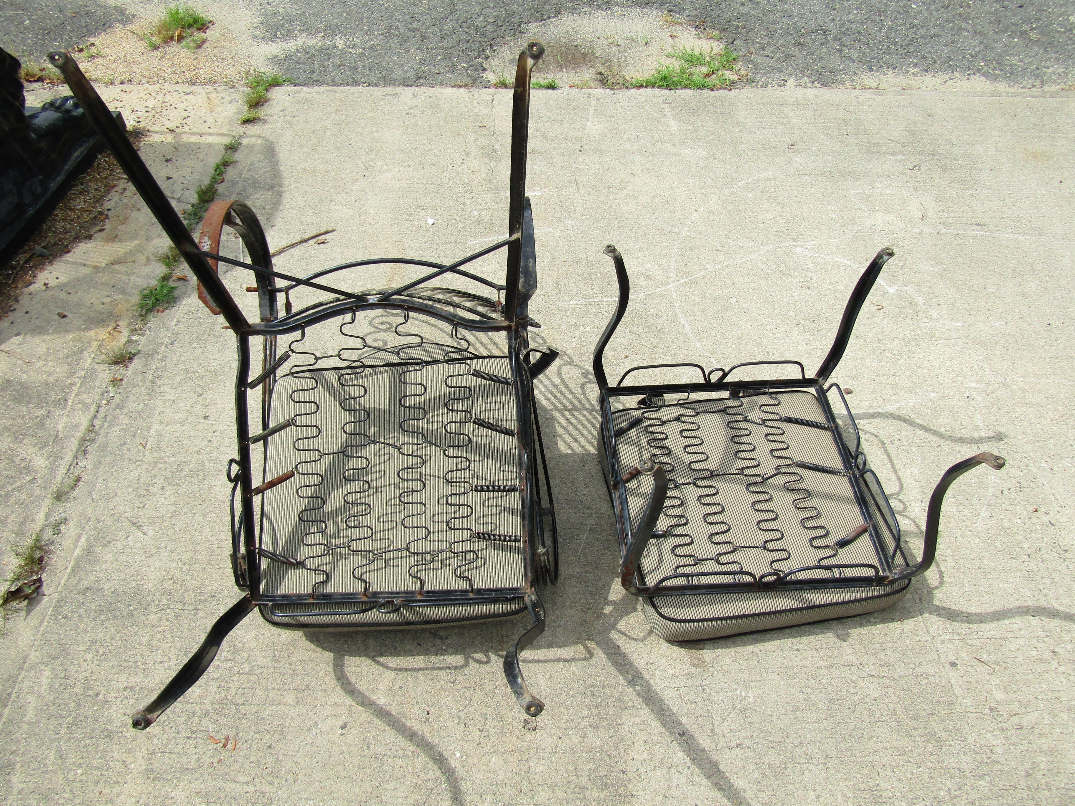 Metal Outdoor Chair and Ottoman Set  For Sale