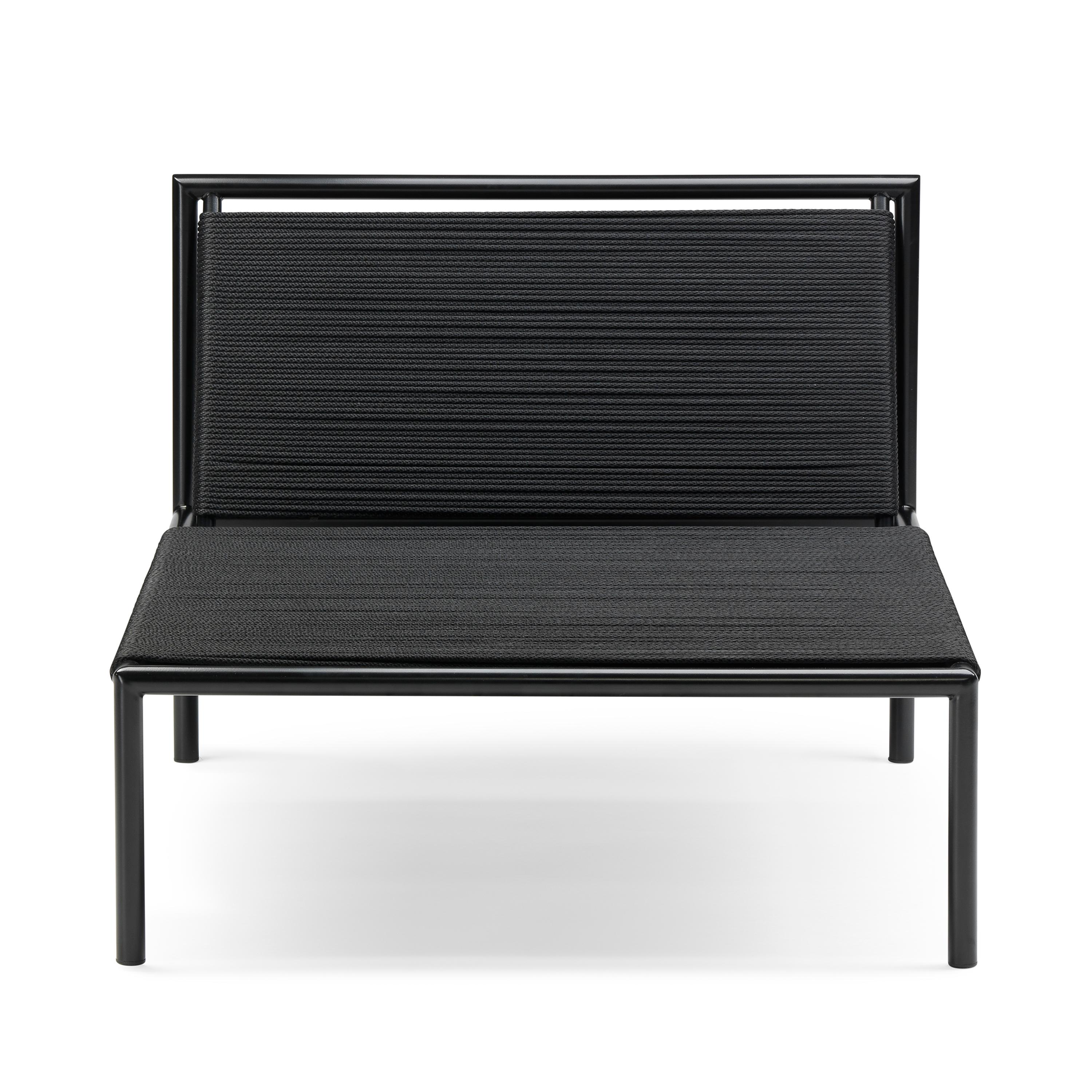 Outdoor-Stuhl Armless Edelstahl pulverbeschichtet schwarz und Nylonkordel (amerikanisch) im Angebot