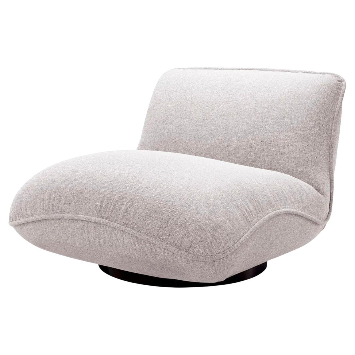 Outdoor Chair in Light Grey Mauritius Fabric with Black Base en vente