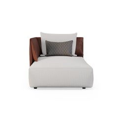 Chaise Longue with Leather Details and Patterned Pillows for Outdoor use