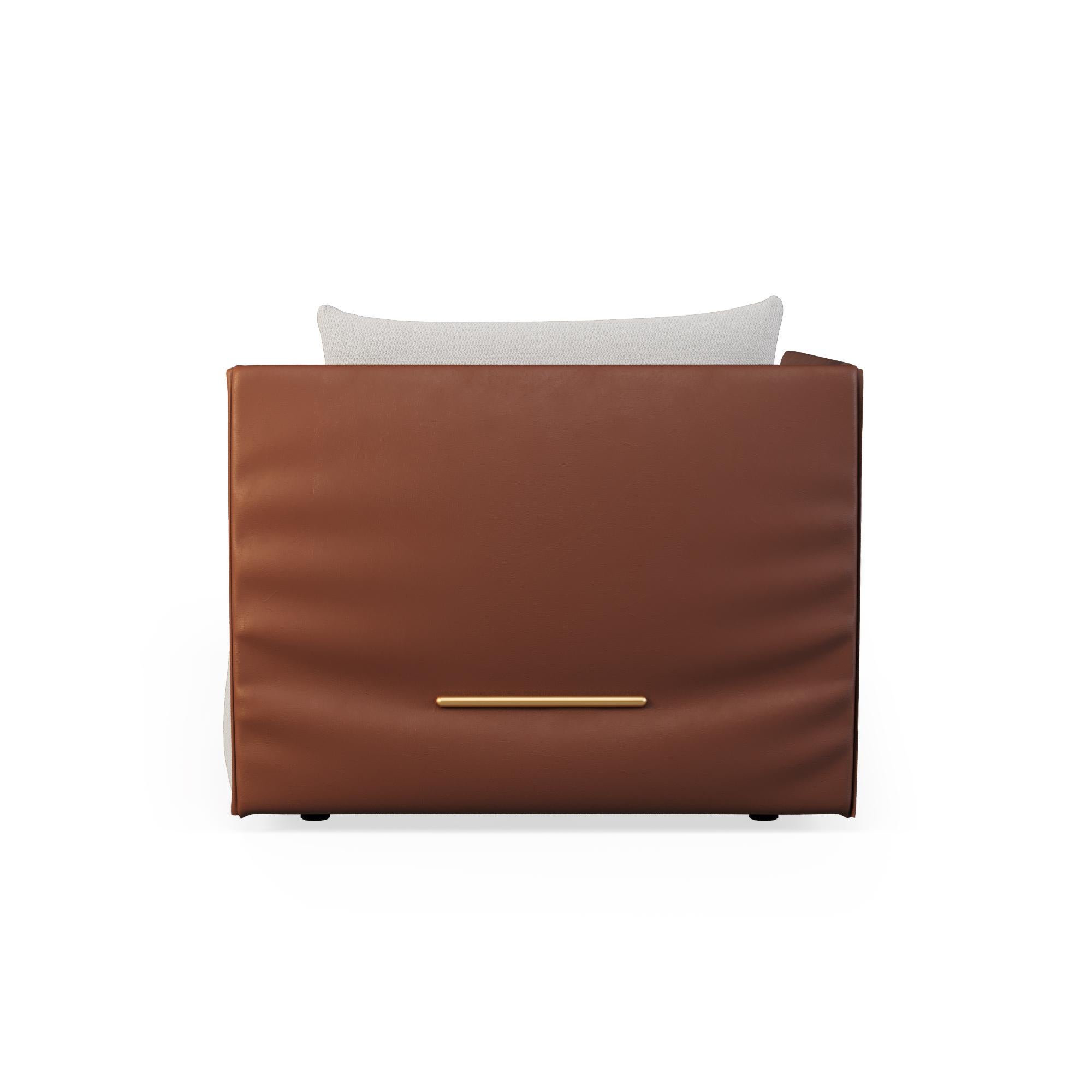 Chaise longue avec détails en cuir et coussins à motifs pour l'extérieur Neuf - En vente à Santo Tirso, PT