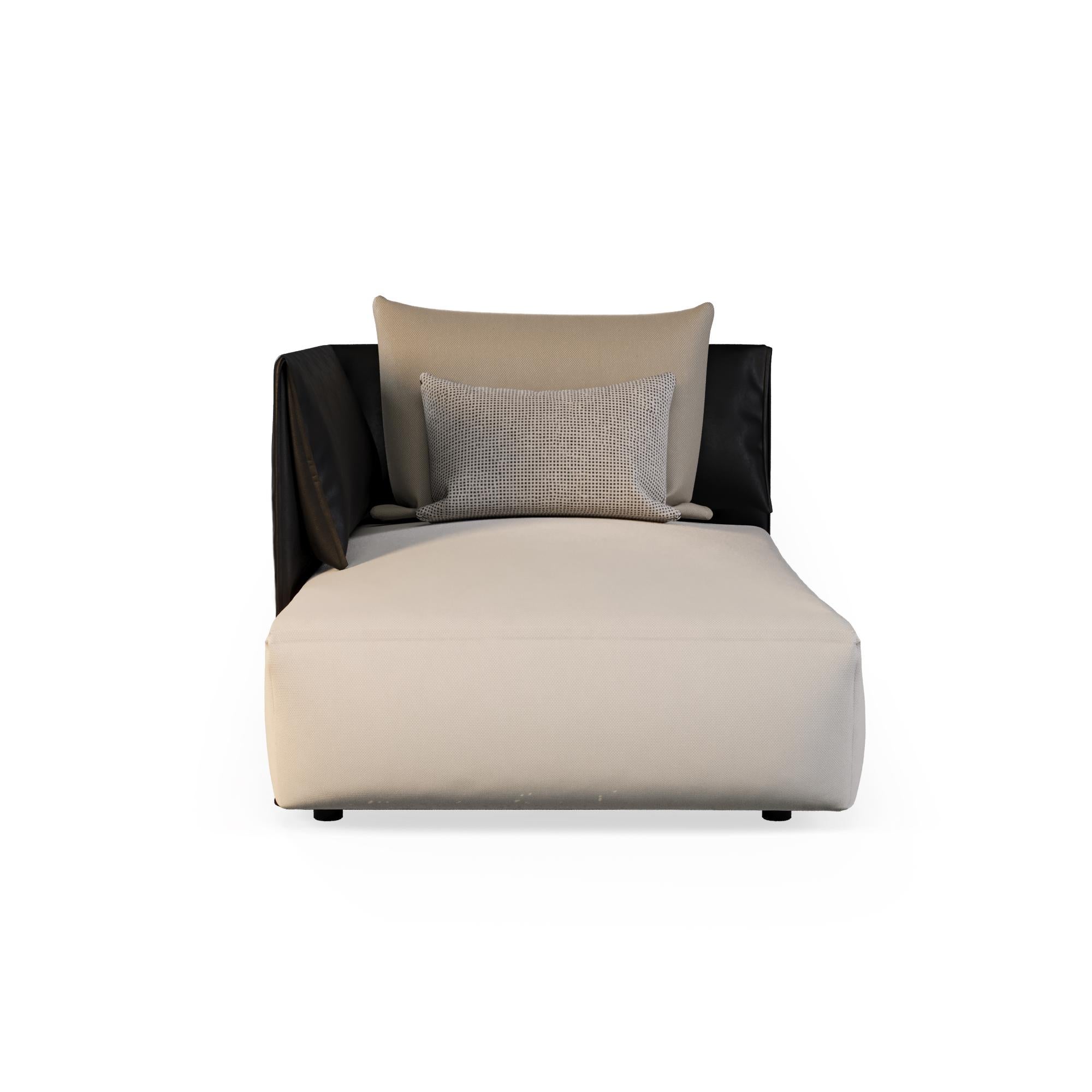 Acciaio inossidabile Elegante chaise longue da esterno in pelle in vendita