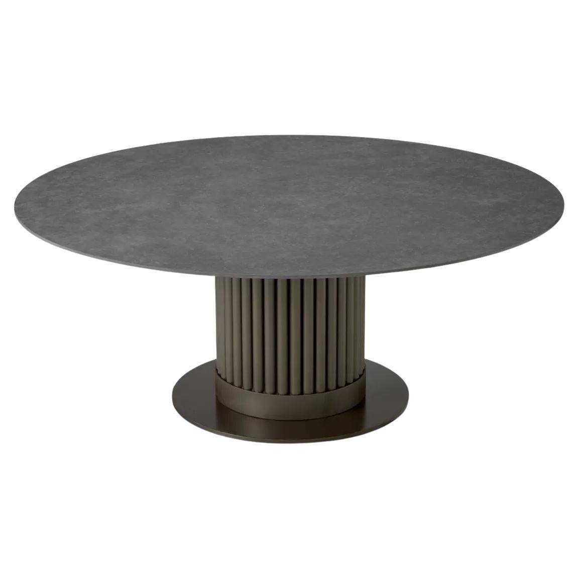 Tavolino da caffè per esterni - Finitura bronzo e piano in ceramica grigia in vendita