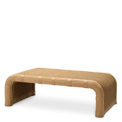 Outdoor Coffee Table in Faux Rattan Contemporary Rectangular Design
