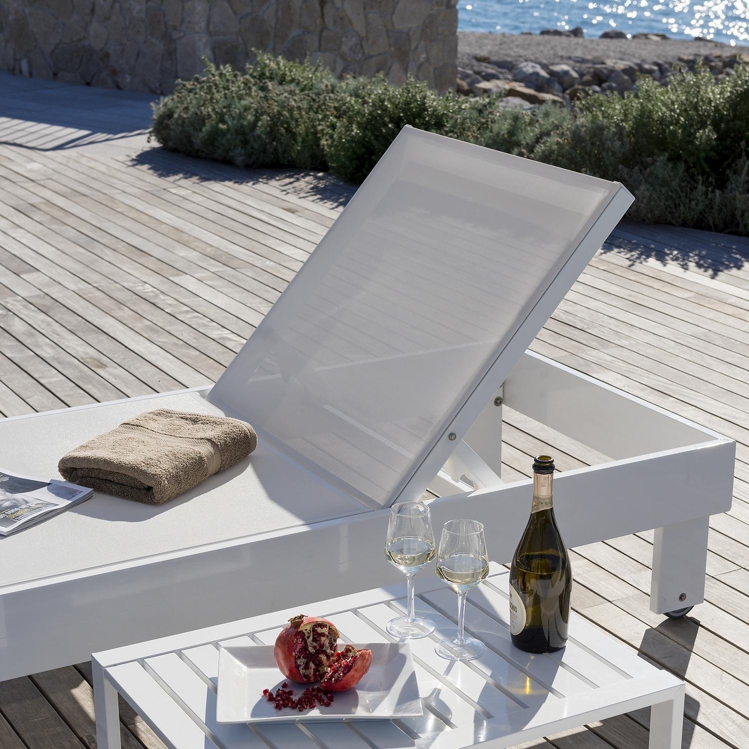 white aluminium outdoor coffee table