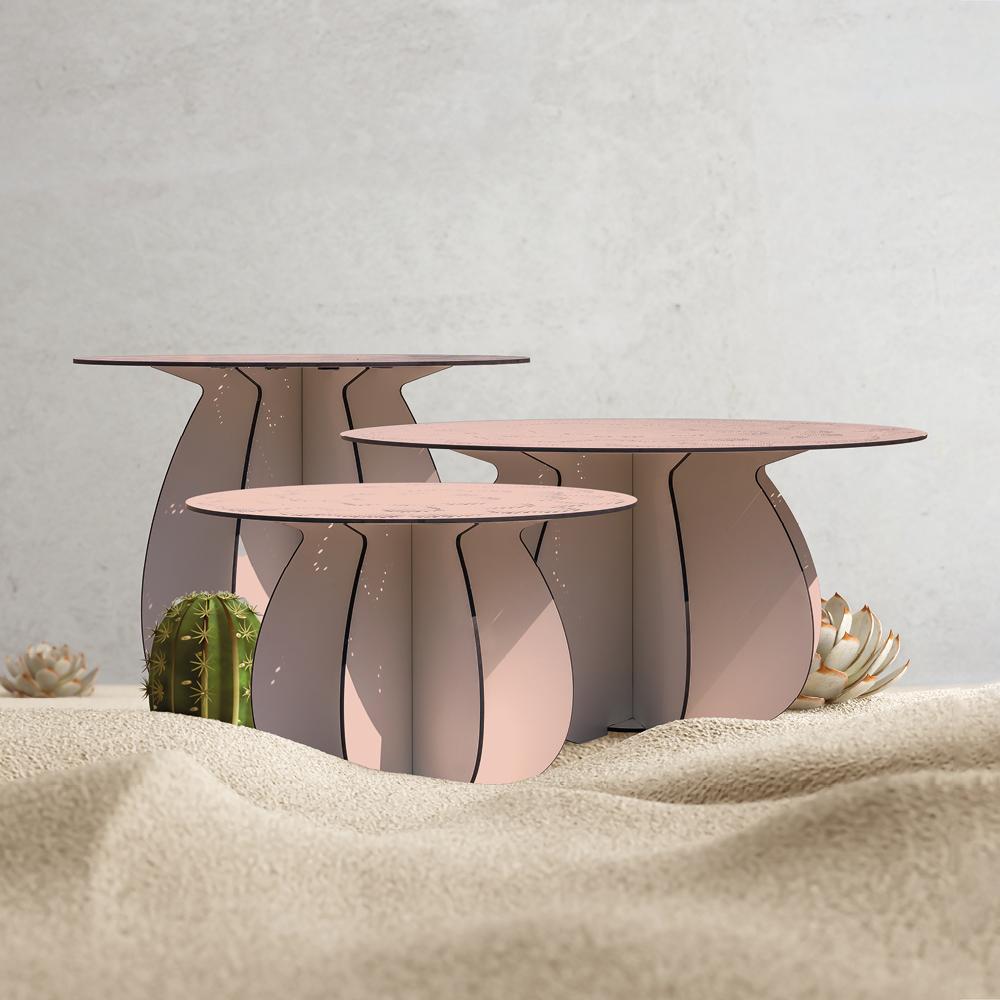French Outdoor Coffee Table - Pink GARDENIA ø55 cm For Sale