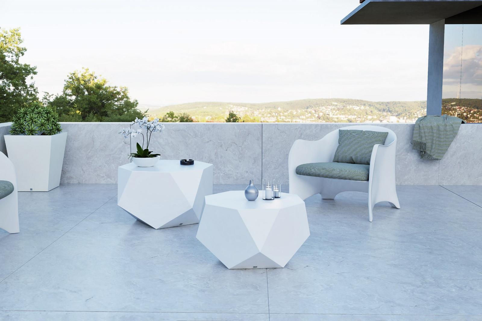 2er-Set Couchtisch für draußen, Mattweiß (Moderne) im Angebot