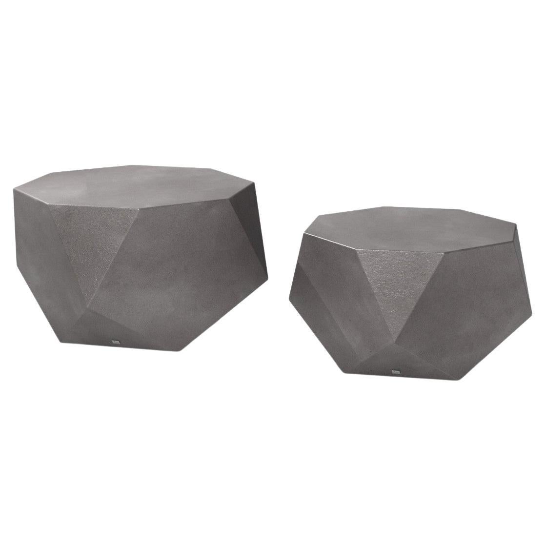 2er-Set Couchtisch für draußen, Mattweiß (Portugiesisch) im Angebot