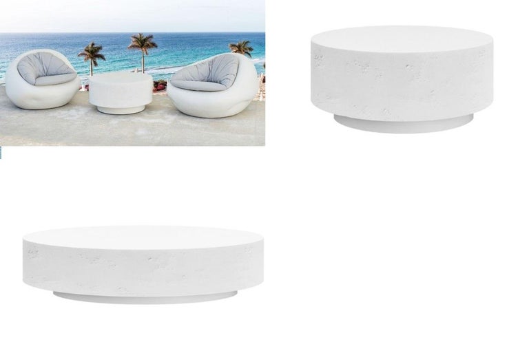 Outdoor Coffee Table Set of 2 Pieces in White Resin For Sale at 1stDibs