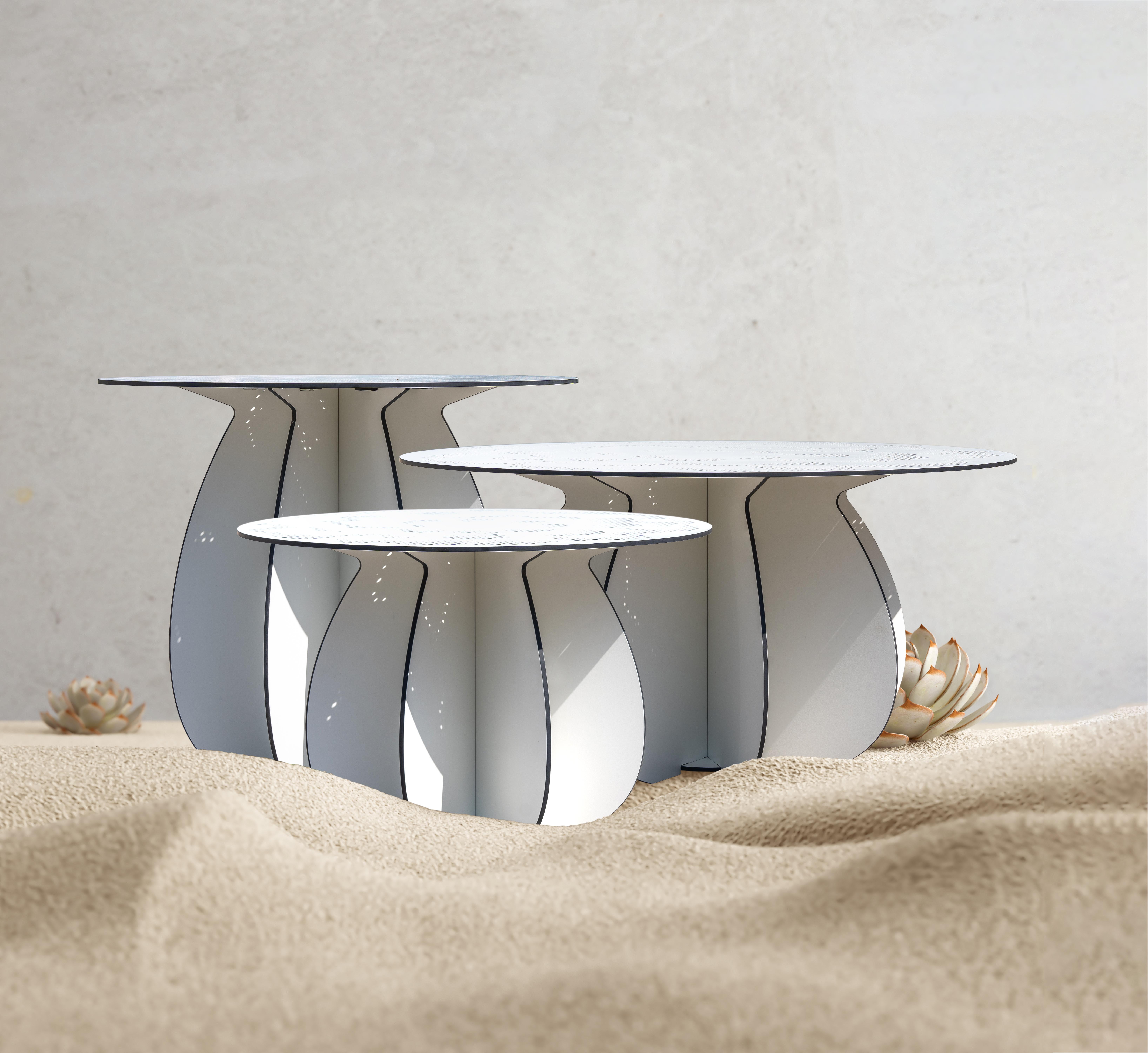 Ibride has partnered with designer Florence Bourel to create Gardenia, a trio of coffee tables whose legs are inspired by the world of cacti. Similar to the plants that inspired them, these tables are equally suited for a balcony or a living