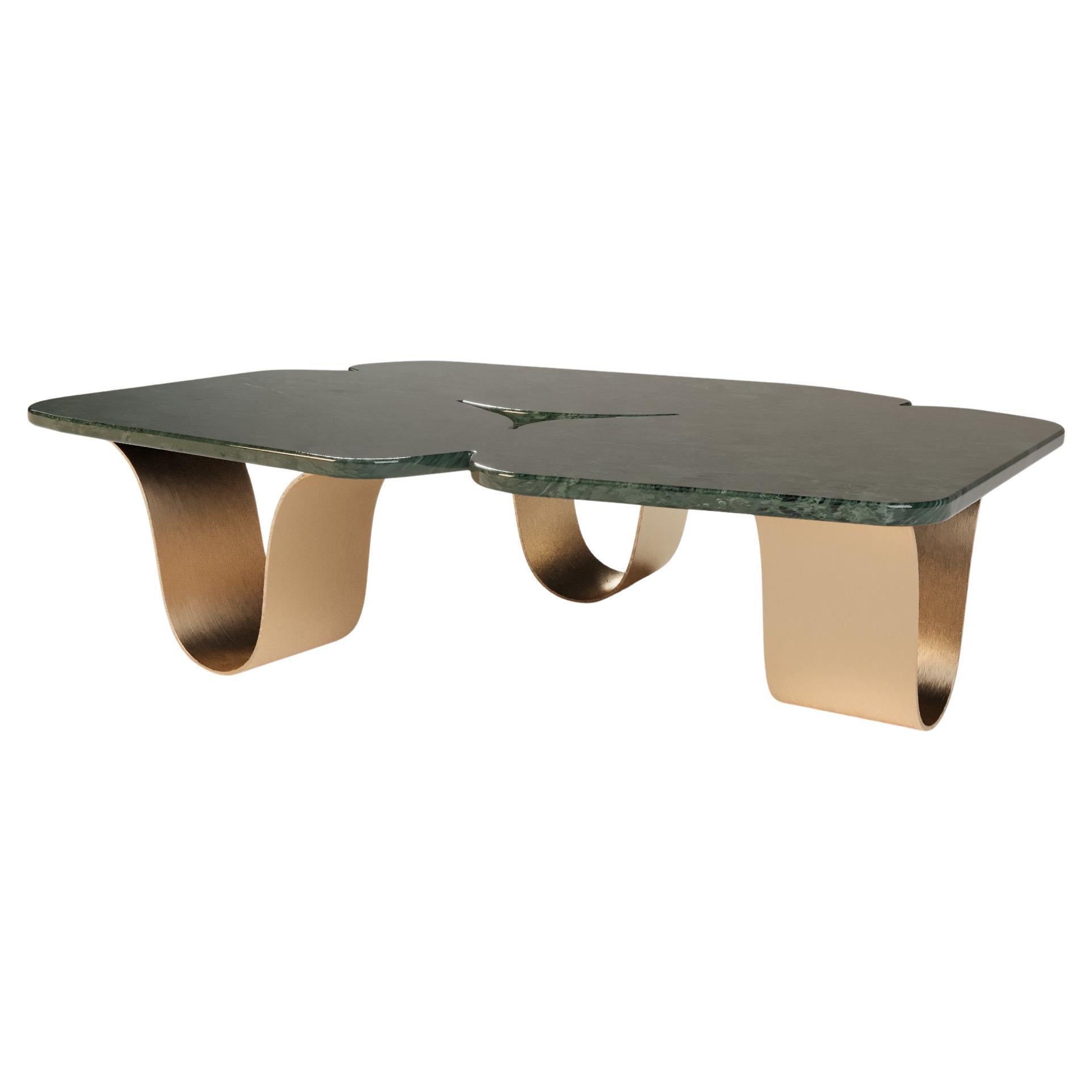 Patio Coffee Table with Green Marble Surface