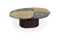 Tavolino da caffè per esterni in marmo e alluminio fuso