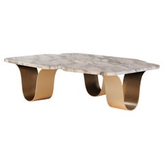Table basse de patio moderne avec surface en marbre