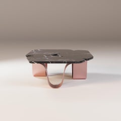 Patio Coffee Table with Nero Marquina Marble Top and Copper Legs