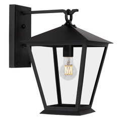 Spanish Revival Exterior Wall Lantern – Angelica Arm Mount in Matte Black