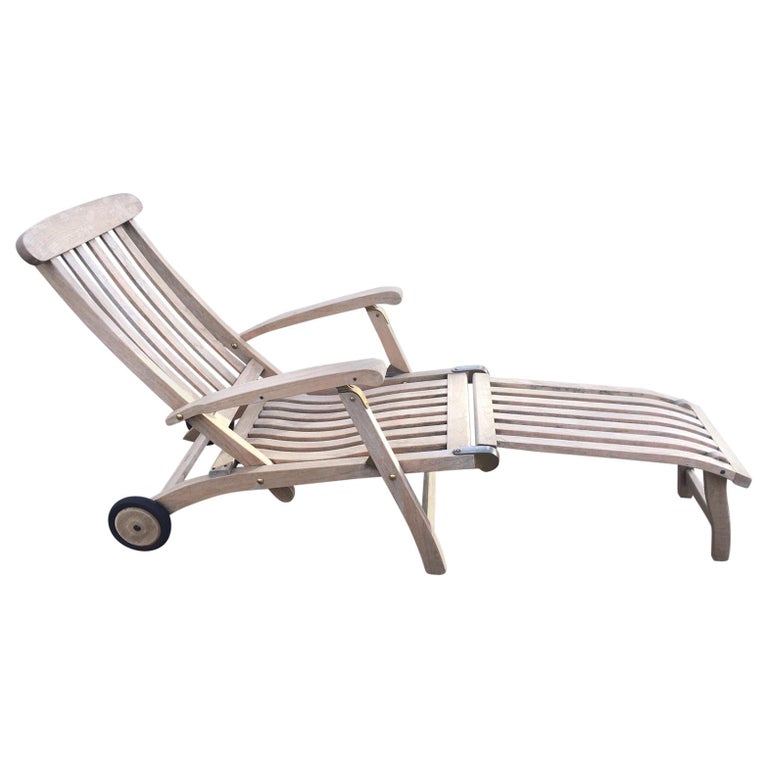 Outdoor Commodore Steamer Chair Chaise Longue by Barlow Tyrie at 1stDibs