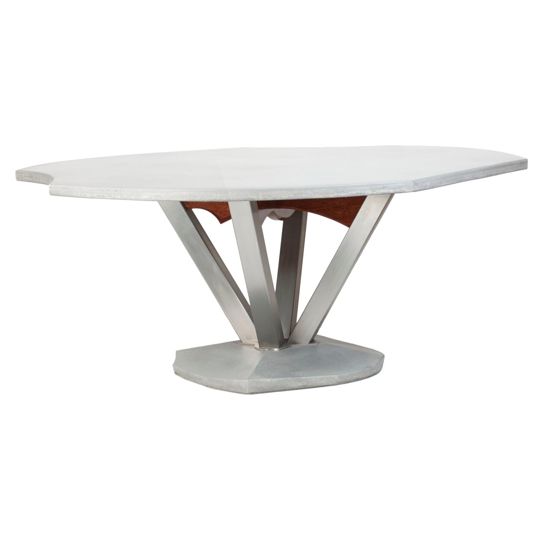 Outdoor Concrete Dining Table with Organic Top by Nico Yektai For Sale