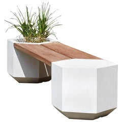 Banc hexagonal en béton pour l'extérieur