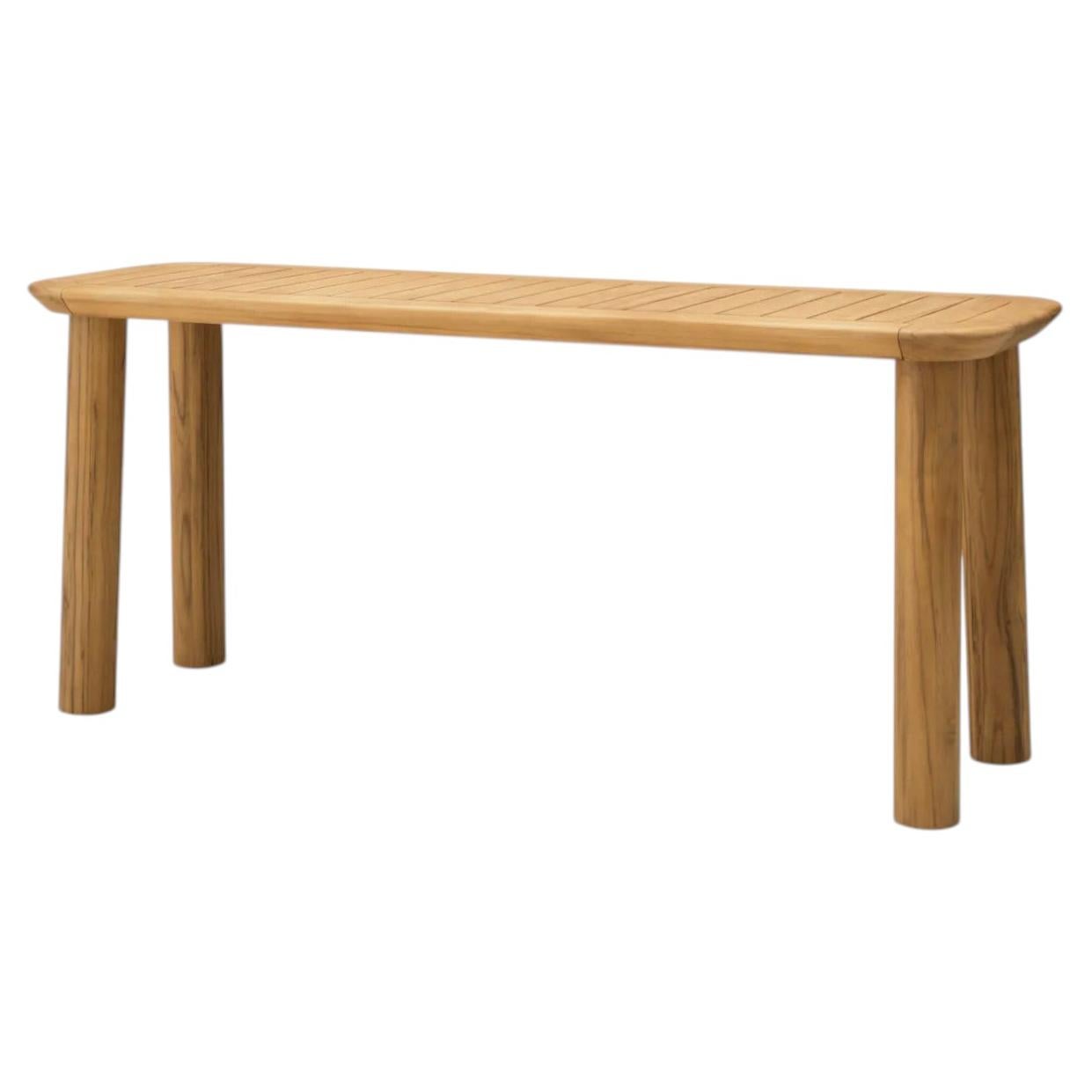Outdoor Console Table in Natural Teak Contemporary Design