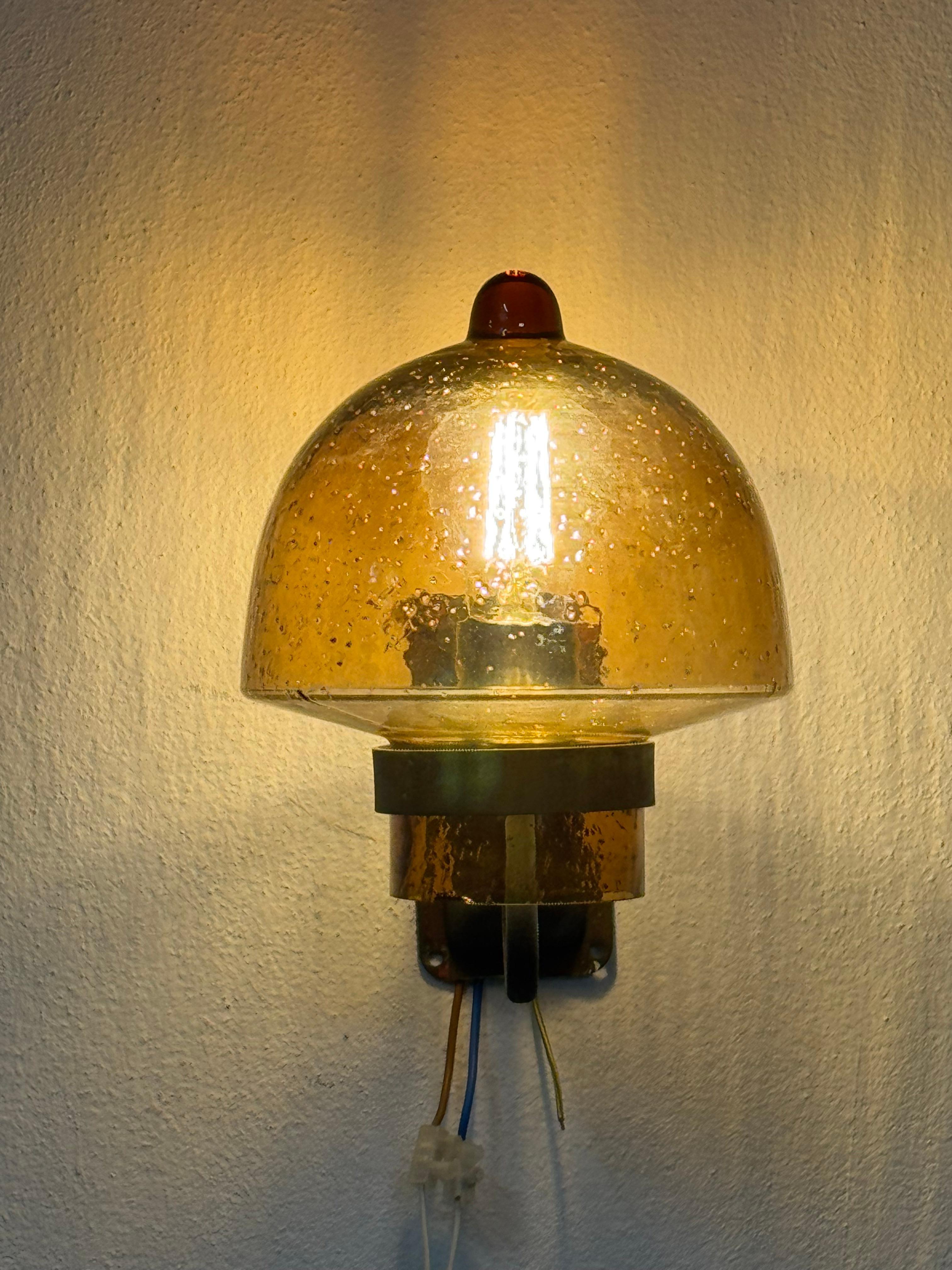 Metal Outdoor Copper Wall Lamp With Glass Shade For Sale