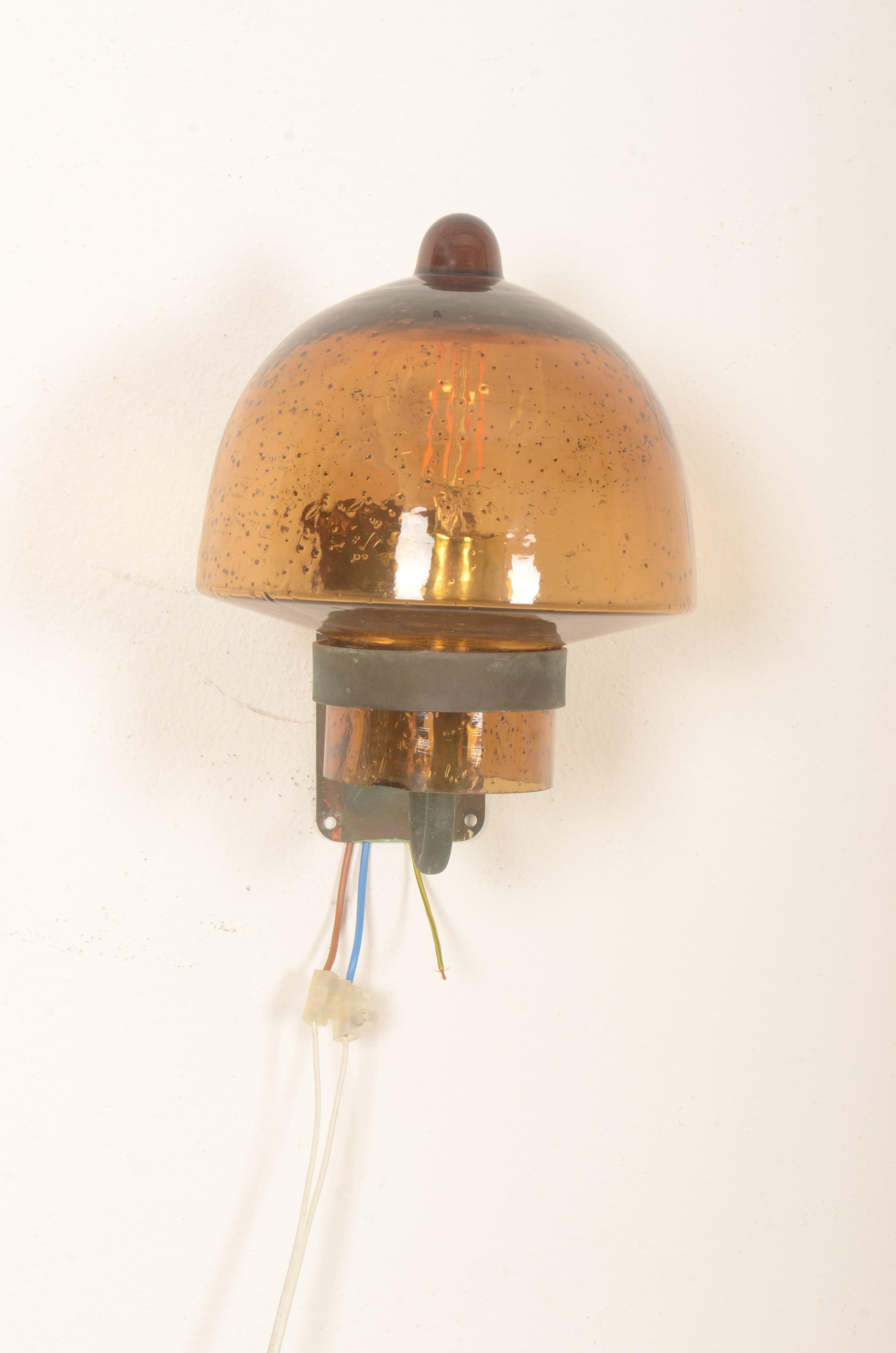 Outdoor Copper Wall Lamp With Glass Shade For Sale 2