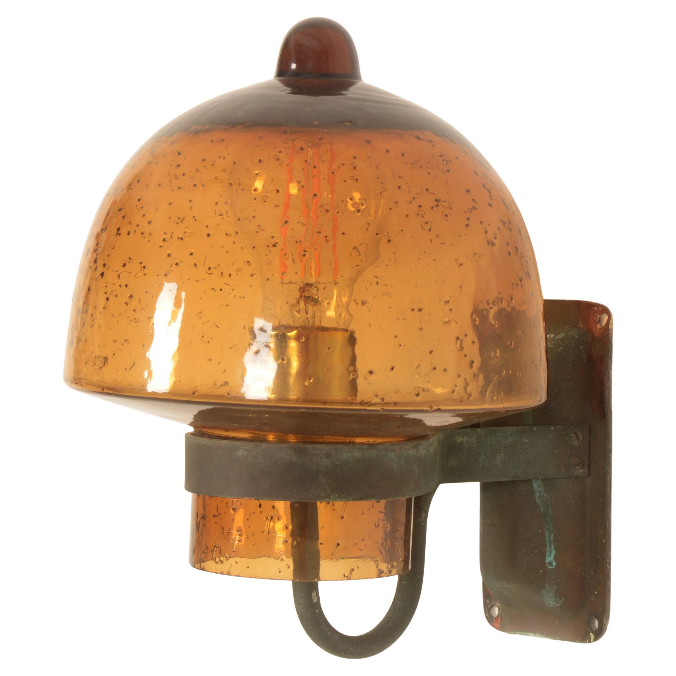 Outdoor Copper Wall Lamp With Glass Shade