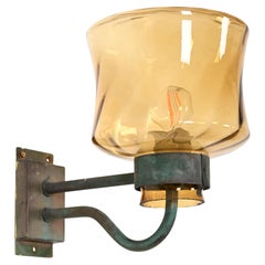 Outdoor Copper Wall Lamp With Glass Shade