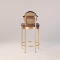 Outdoor Counter Bar Chair Featuring a Brushed Gold Frame