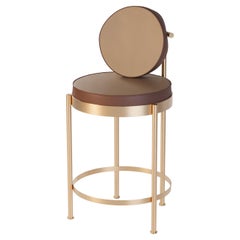 Outdoor Counter Bar Chair Featuring a Brushed Gold Frame