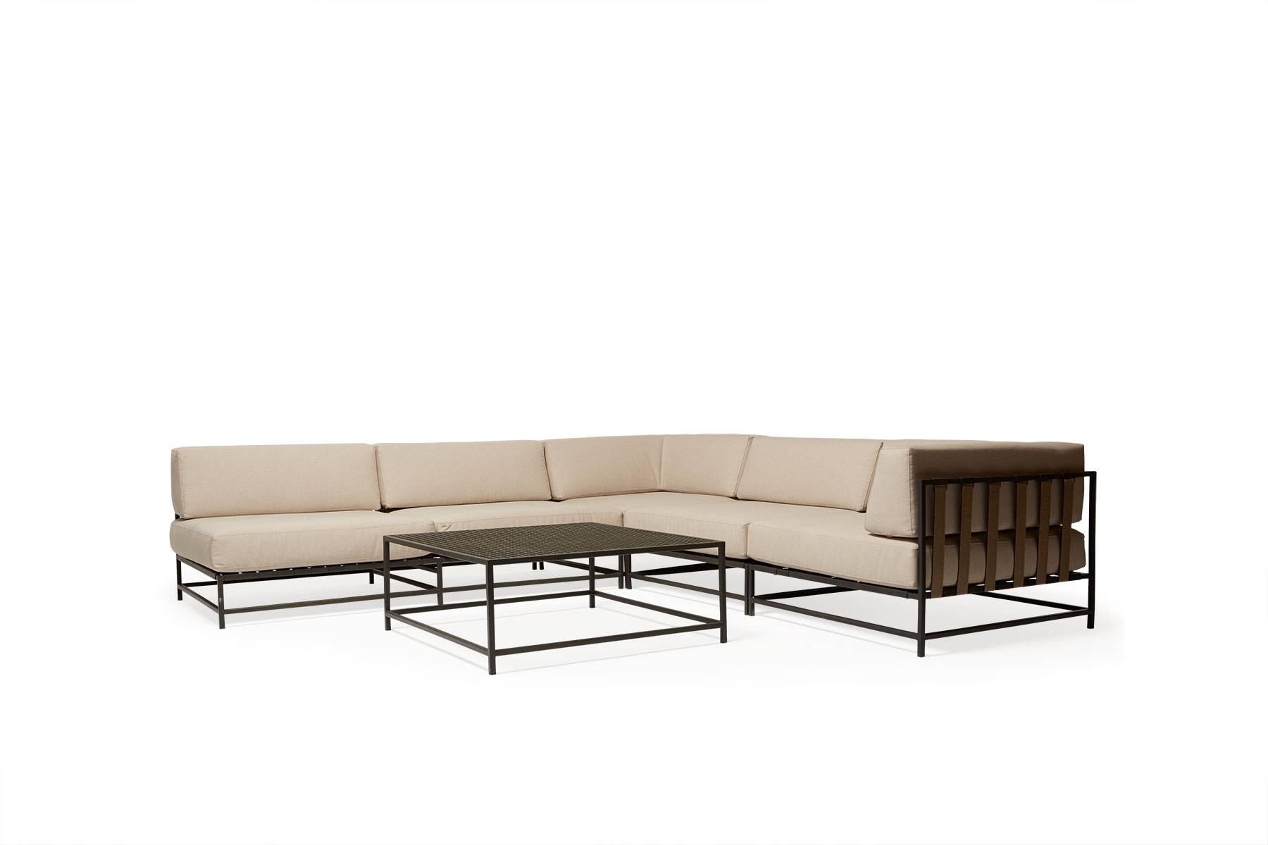 Modern Outdoor Cream and Charcoal Sectional For Sale