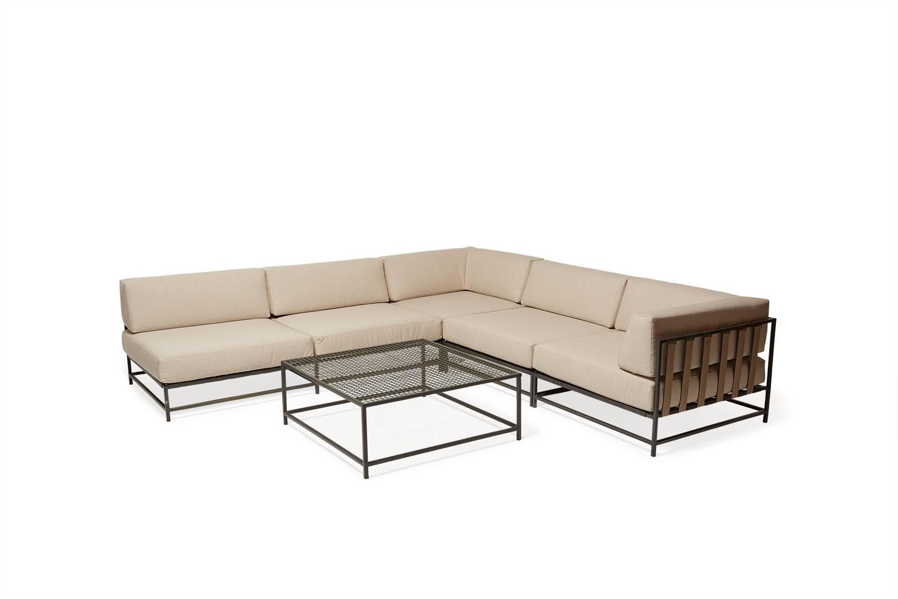 American Outdoor Cream and Charcoal Sectional For Sale