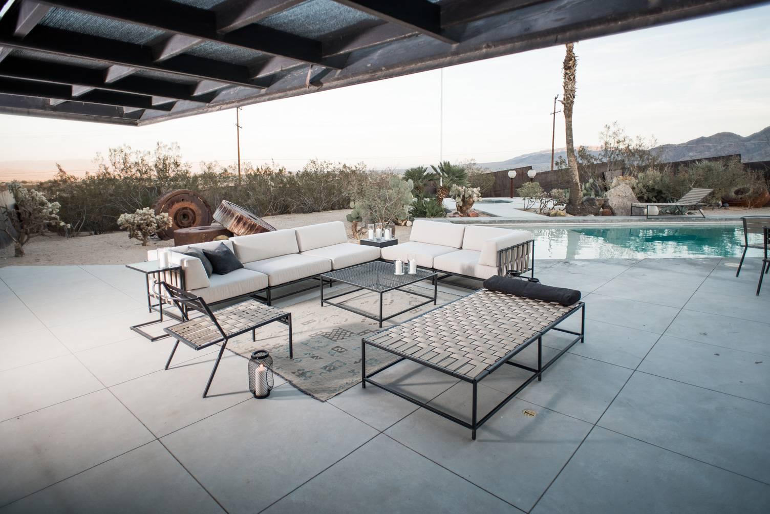 Steel Outdoor Cream and Charcoal Sectional For Sale